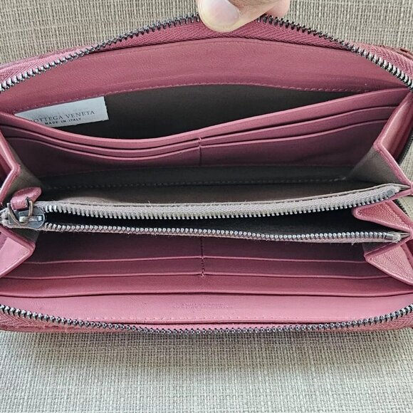 Bottega Veneta Clutch Wallet Cardholder Lambskin Zippy Zip Around Purse Italy - Picture 12 of 12